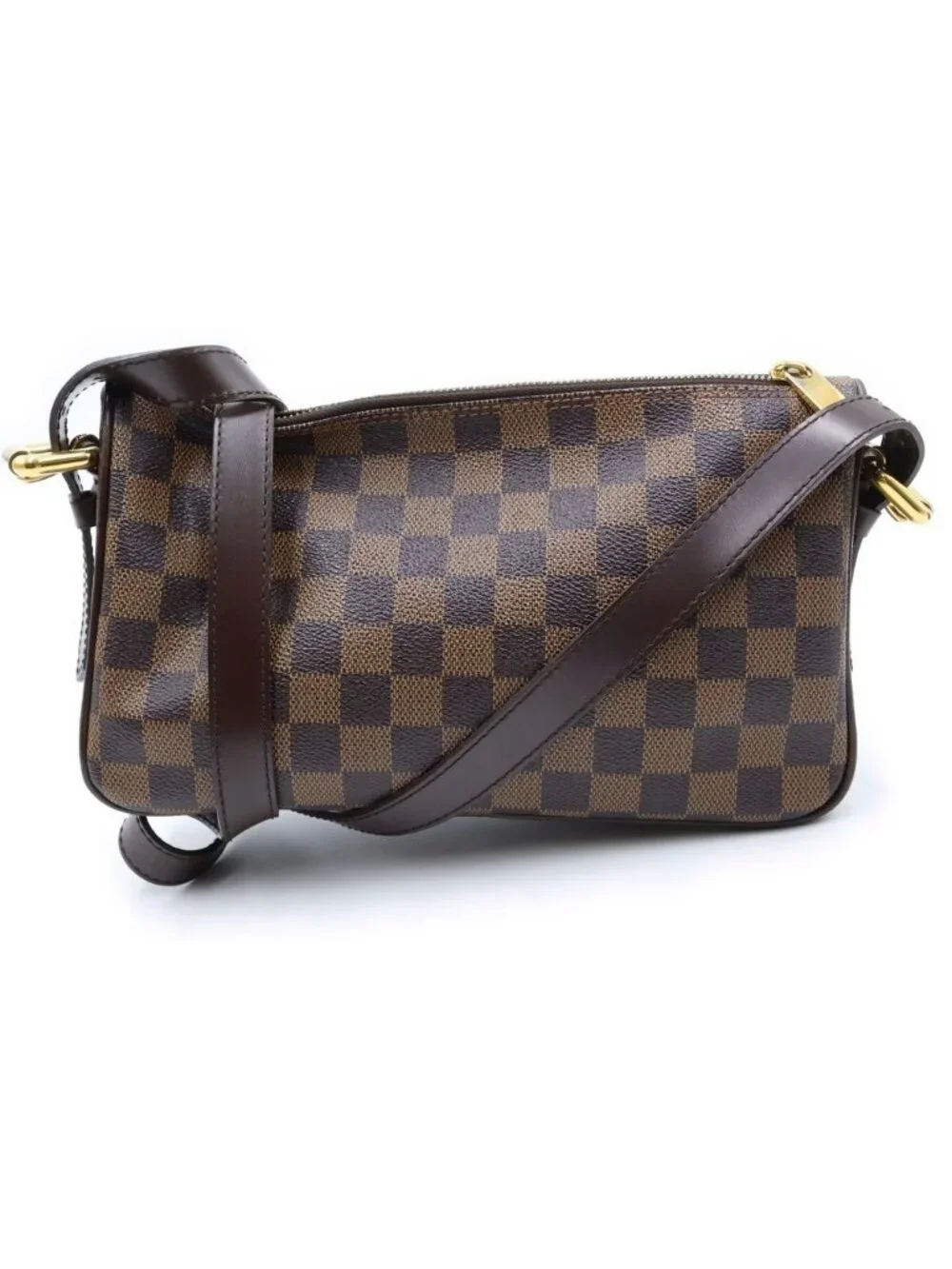 Louis Vuitton Damier Ravello GM Shoulder Bag Brown Leather Gold